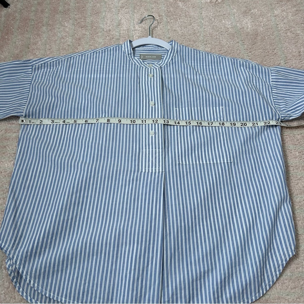 Everlane Soft Cotton Popover Shirt Blue White Stripe Size 2 Office Business - Picture 6 of 9